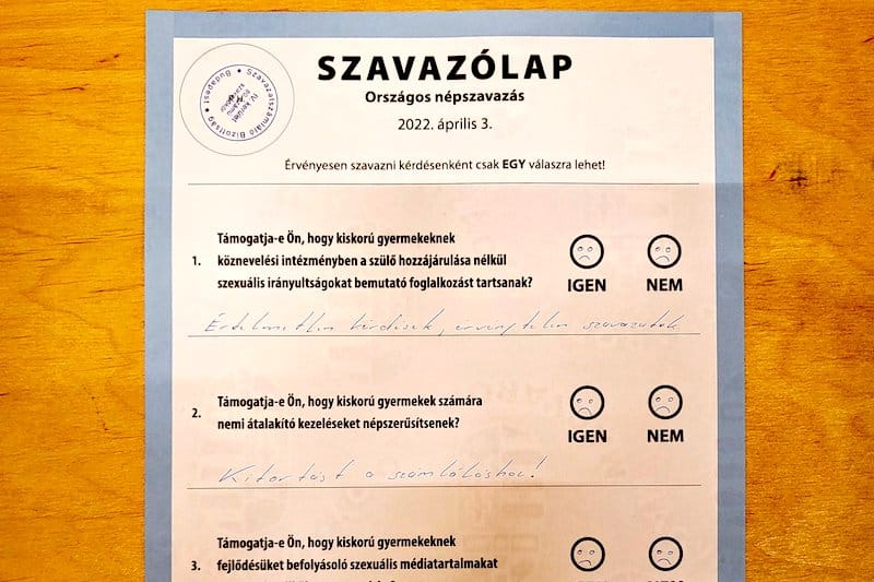 népszavazólap