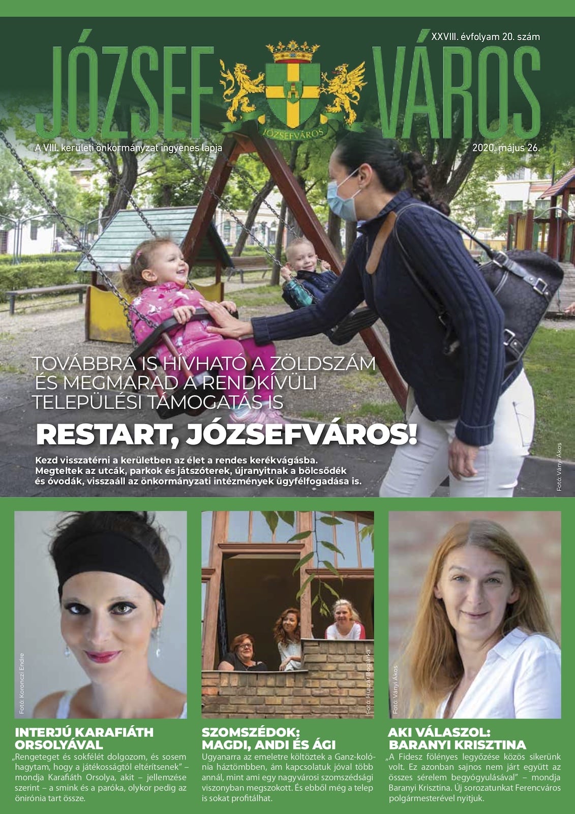 Józsefváros Újság 2020/20. szám címlap