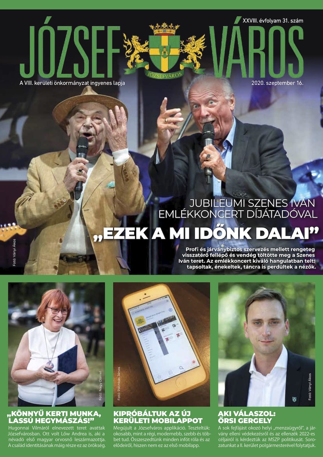 Józsefváros Újság 2020/31. szám címlap