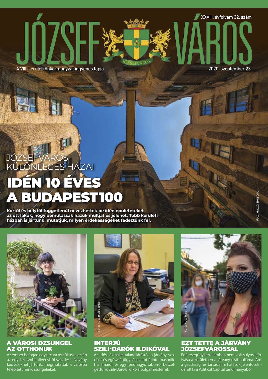 Józsefváros Újság 2020/32. szám címlap