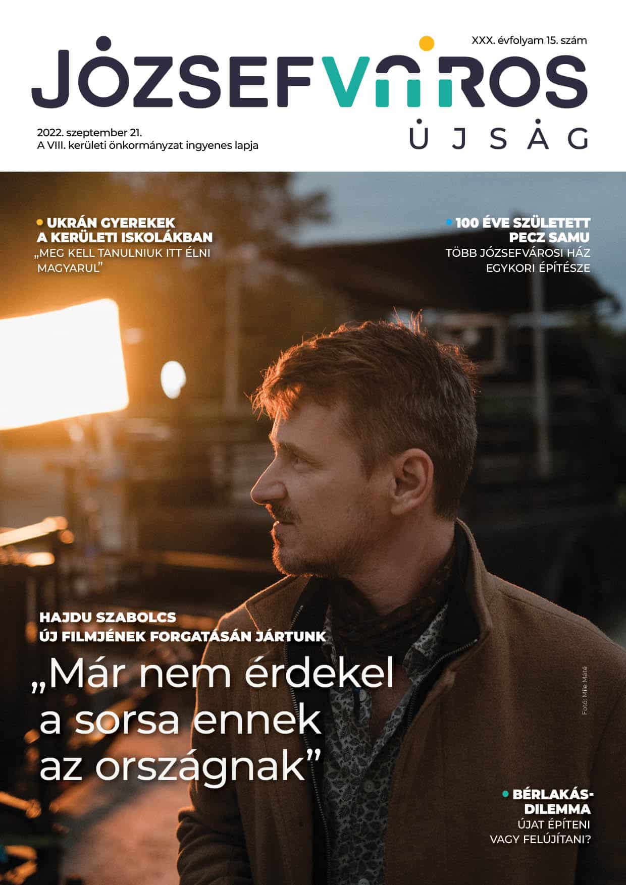 Józsefváros Újság 2022/15. szám címlapja