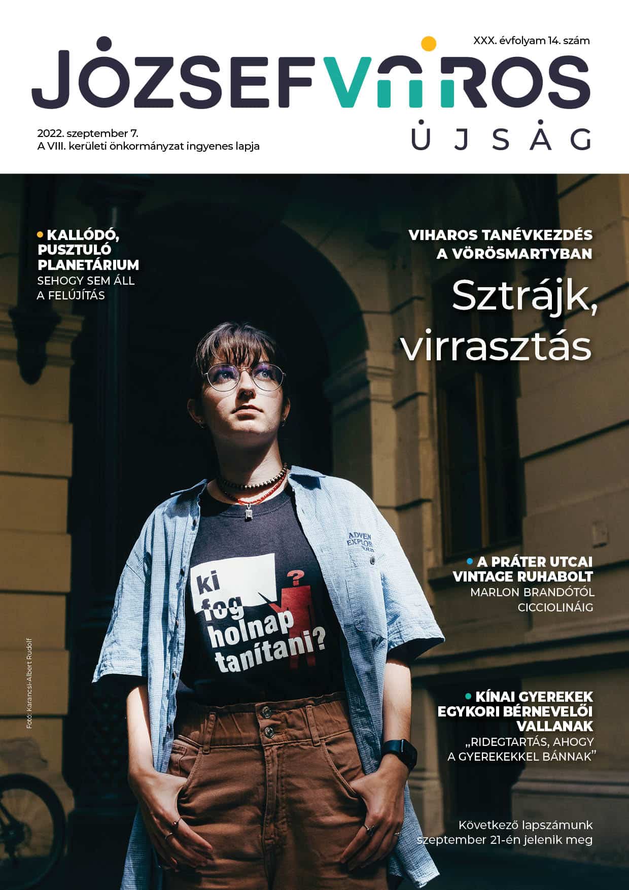 Józsefváros Újság 2022/14. szám címlapja