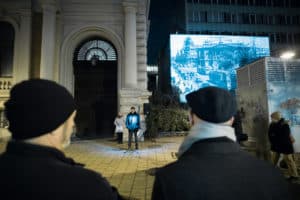 A CaPE megemlékezése a Magyar Rádió 97. születésnapján a Pollack Mihály téren, 2022. december 1-jén. Fotó: Karancsi-Albert Rudolf