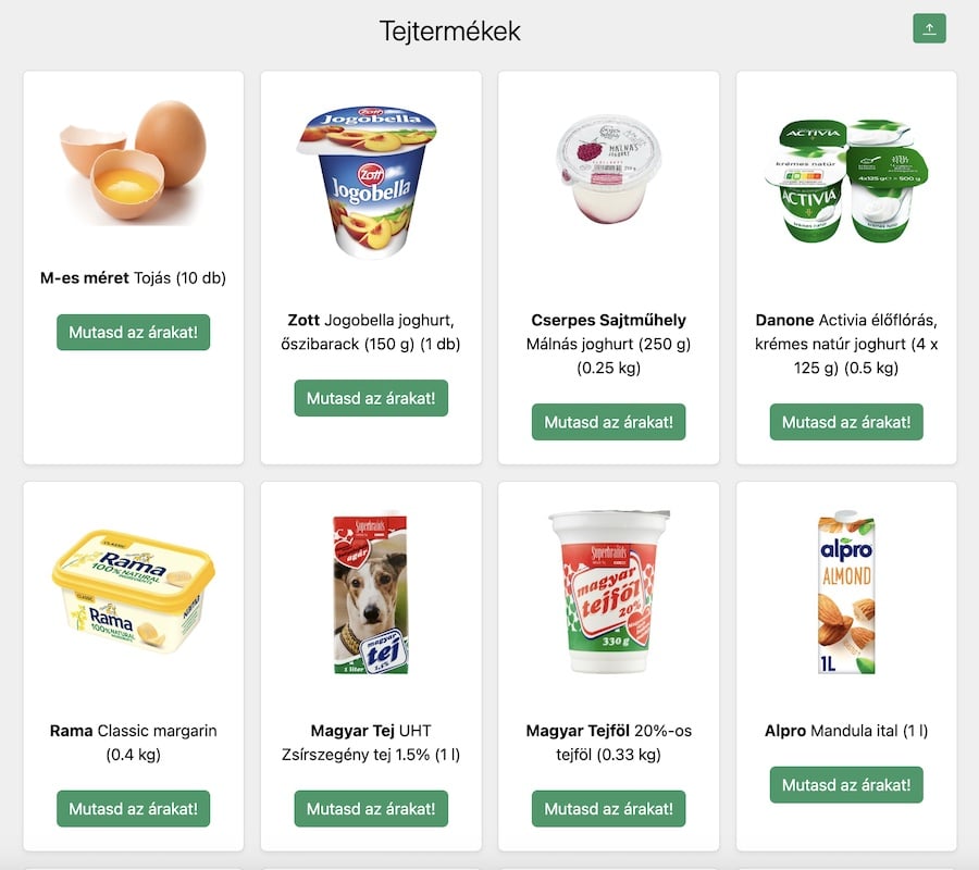A Cvekker.com tejtermék ajánlata
