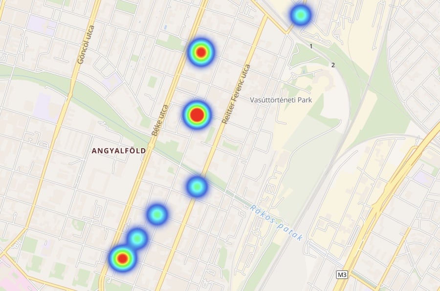 Angyalföld betörésileg legveszélyeztetettebb része - Forrás: terkep.police.hu