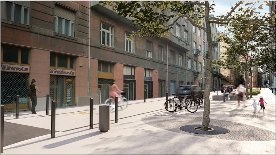 Látványterv a megújuló Német utcából - Fotó: Rév8/LArch Design