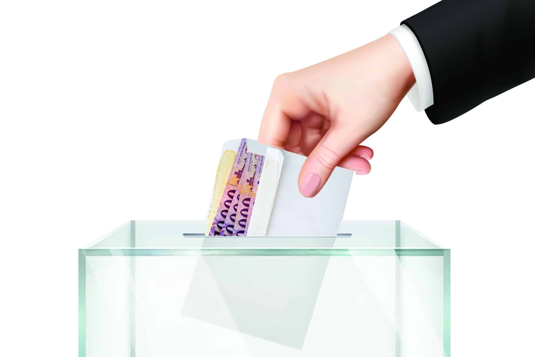 ballot box with hand