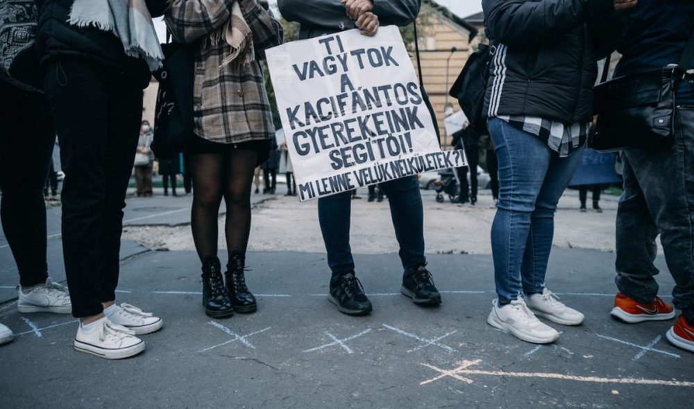 Flashmob a gyogypedagogusokert, az SNI tanulokert, a Barczi Iskolaert az Ulloi uton, Budapesten, 2022. oktober 14-en. Foto: Karancsi-Albert Rudolf / Jozsefvaros Ujsag