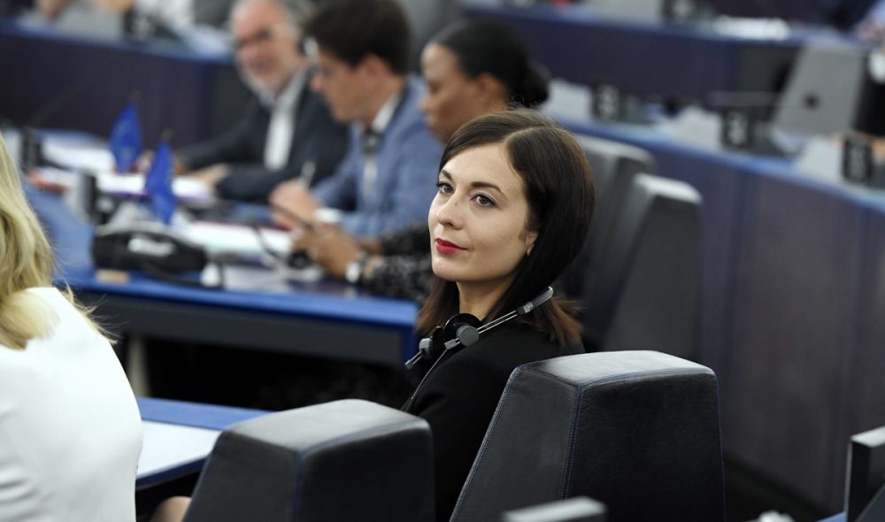 Strasbourg, 2019. július 16.
Cseh Katalin, a Momentum képviselője az Európai Parlament (EP) plenáris ülésén Strasbourgban 2019. július 16-án.
MTI/Koszticsák Szilárd