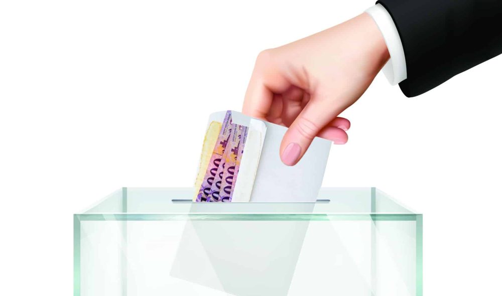ballot box with hand