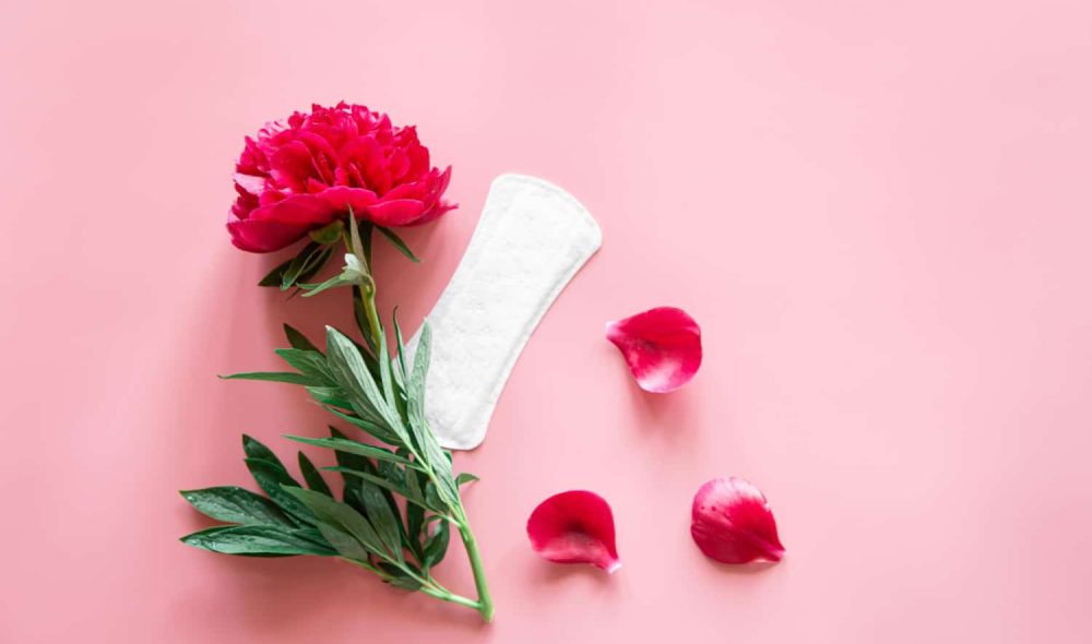 womens-pad-flower-flat-lay-womens-health-menstruation-concept